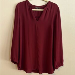 Adrianna Papell Red 3/4 Sleeve Relaxed Blouse